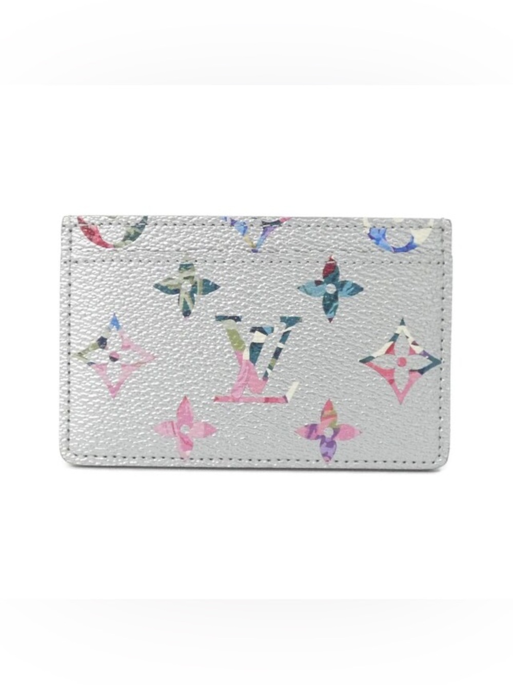 Louis Vuitton LV Garden Card Holder Monogram Multicolor Metallic Silver Limited